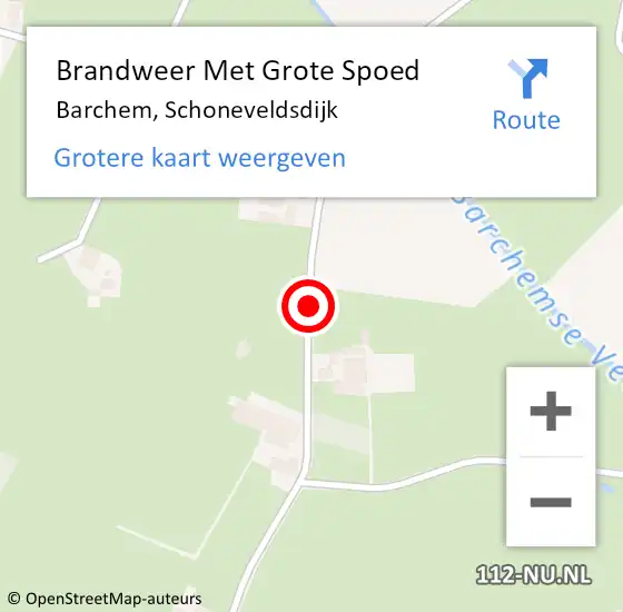 Locatie op kaart van de 112 melding: Brandweer Met Grote Spoed Naar Barchem, Schoneveldsdijk op 4 oktober 2020 21:58