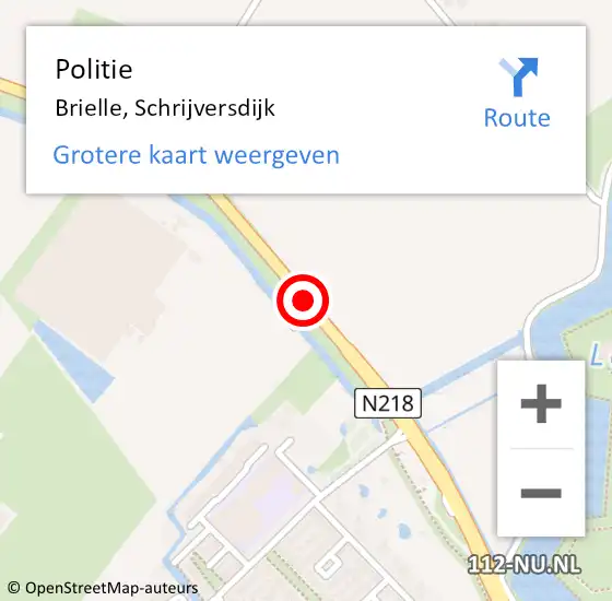 Locatie op kaart van de 112 melding: Politie Brielle, Schrijversdijk op 5 oktober 2020 09:36