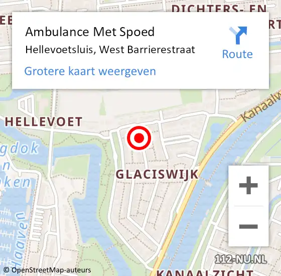 Locatie op kaart van de 112 melding: Ambulance Met Spoed Naar Hellevoetsluis, West Barrierestraat op 5 oktober 2020 10:06