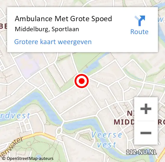 Locatie op kaart van de 112 melding: Ambulance Met Grote Spoed Naar Middelburg, Sportlaan op 6 oktober 2020 05:00