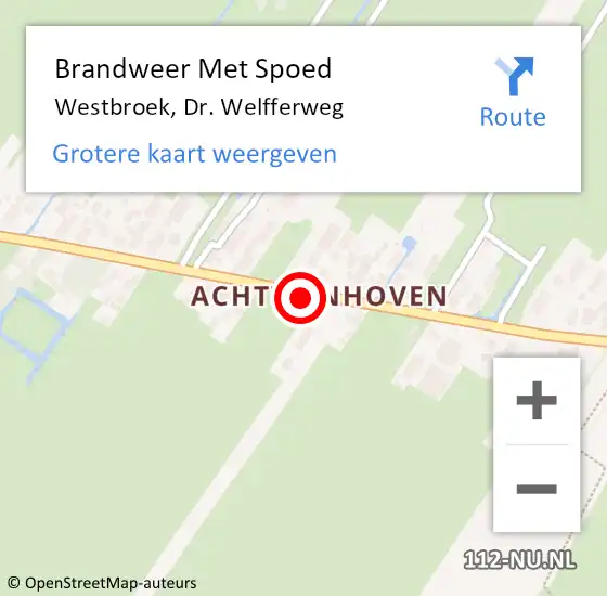 Locatie op kaart van de 112 melding: Brandweer Met Spoed Naar Westbroek, Dr. Welfferweg op 6 oktober 2020 19:45