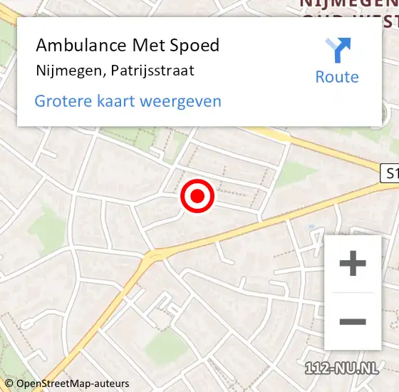 Locatie op kaart van de 112 melding: Ambulance Met Spoed Naar Nijmegen, Patrijsstraat op 7 oktober 2020 07:42