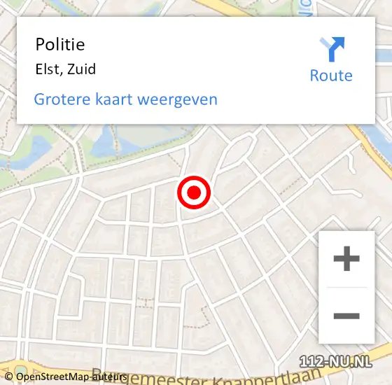 Locatie op kaart van de 112 melding: Politie Elst, Zuid op 7 oktober 2020 12:35