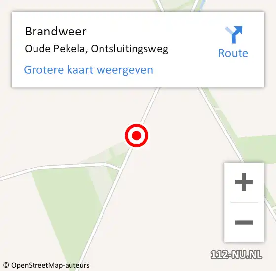 Locatie op kaart van de 112 melding: Brandweer Oude Pekela, Ontsluitingsweg op 7 oktober 2020 19:14