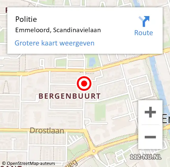 Locatie op kaart van de 112 melding: Politie Emmeloord, Scandinavielaan op 8 oktober 2020 08:19