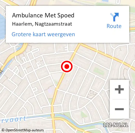 Locatie op kaart van de 112 melding: Ambulance Met Spoed Naar Haarlem, Nagtzaamstraat op 8 oktober 2020 10:03