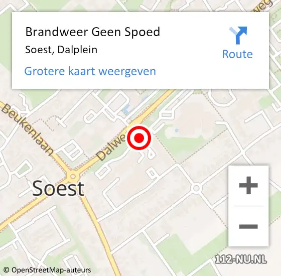 Locatie op kaart van de 112 melding: Brandweer Geen Spoed Naar Soest, Dalplein op 8 oktober 2020 14:11