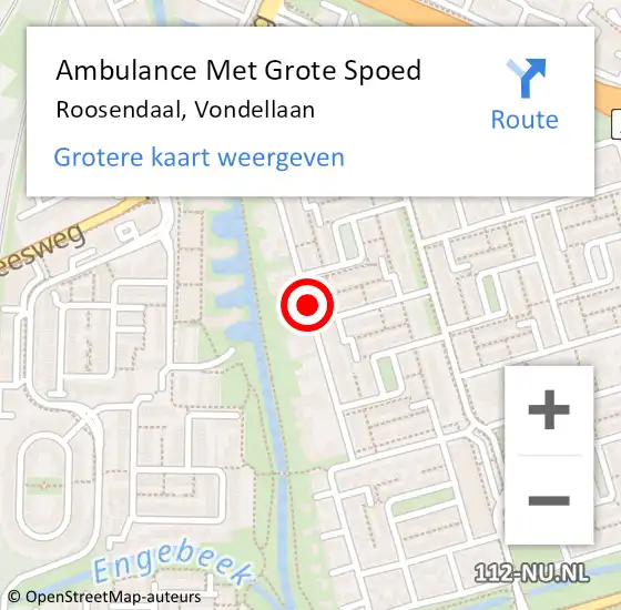 Locatie op kaart van de 112 melding: Ambulance Met Grote Spoed Naar Roosendaal, Vondellaan op 8 oktober 2020 18:08