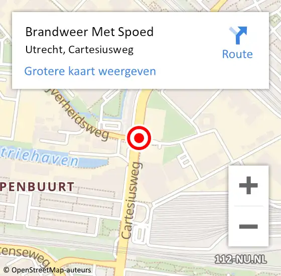 Locatie op kaart van de 112 melding: Brandweer Met Spoed Naar Utrecht, Cartesiusweg op 8 oktober 2020 21:32