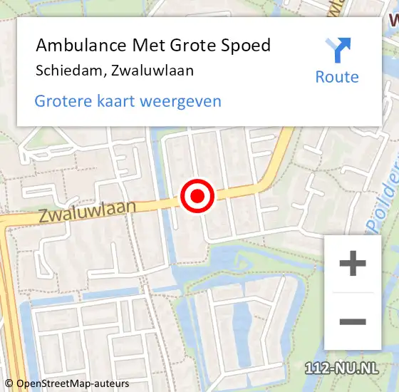 Locatie op kaart van de 112 melding: Ambulance Met Grote Spoed Naar Schiedam, Zwaluwlaan op 9 oktober 2020 01:59