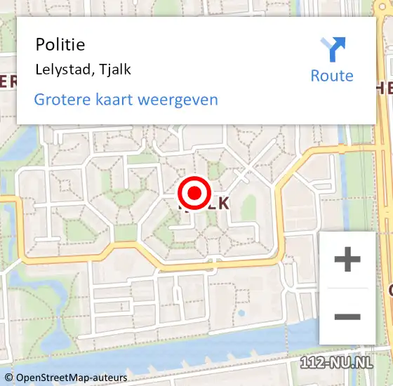 Locatie op kaart van de 112 melding: Politie Lelystad, Tjalk op 9 oktober 2020 08:52