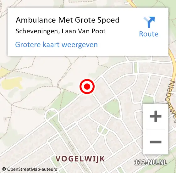 Locatie op kaart van de 112 melding: Ambulance Met Grote Spoed Naar Scheveningen, Laan Van Poot op 9 oktober 2020 14:13