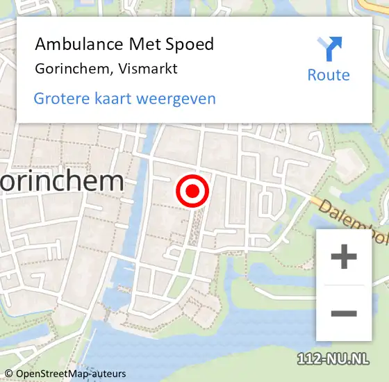 Locatie op kaart van de 112 melding: Ambulance Met Spoed Naar Gorinchem, Vismarkt op 9 oktober 2020 14:38