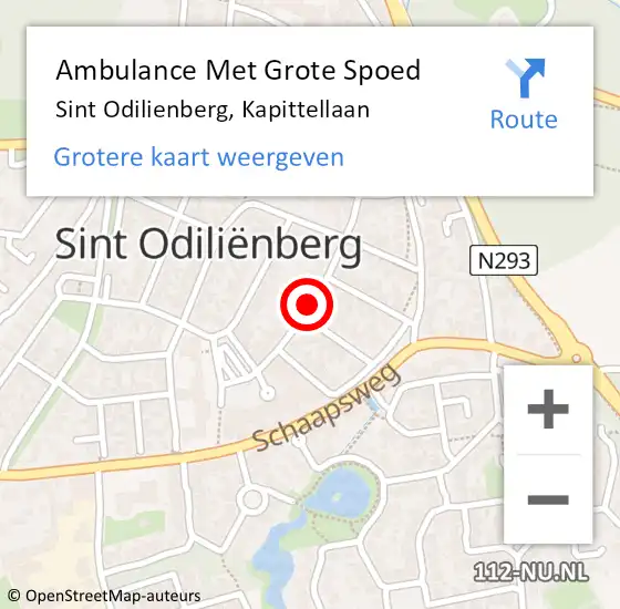 Locatie op kaart van de 112 melding: Ambulance Met Grote Spoed Naar Sint Odilienberg, Kapittellaan op 9 oktober 2020 14:39