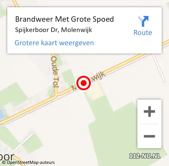 Locatie op kaart van de 112 melding: Brandweer Met Grote Spoed Naar Spijkerboor Dr, Molenwijk op 9 oktober 2020 16:43
