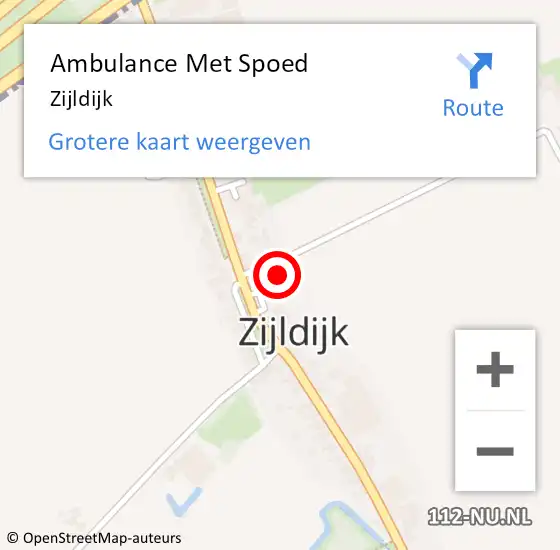 Locatie op kaart van de 112 melding: Ambulance Met Spoed Naar Zijldijk op 9 oktober 2020 23:24