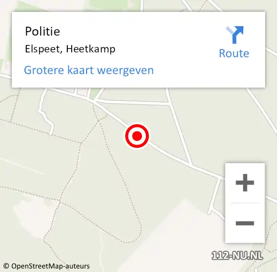 Locatie op kaart van de 112 melding: Politie Elspeet, Heetkamp op 10 oktober 2020 00:21
