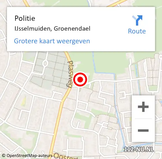Locatie op kaart van de 112 melding: Politie IJsselmuiden, Groenendael op 10 oktober 2020 14:22