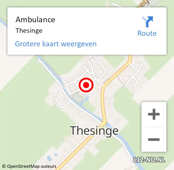 Locatie op kaart van de 112 melding: Ambulance Thesinge op 10 oktober 2020 19:28