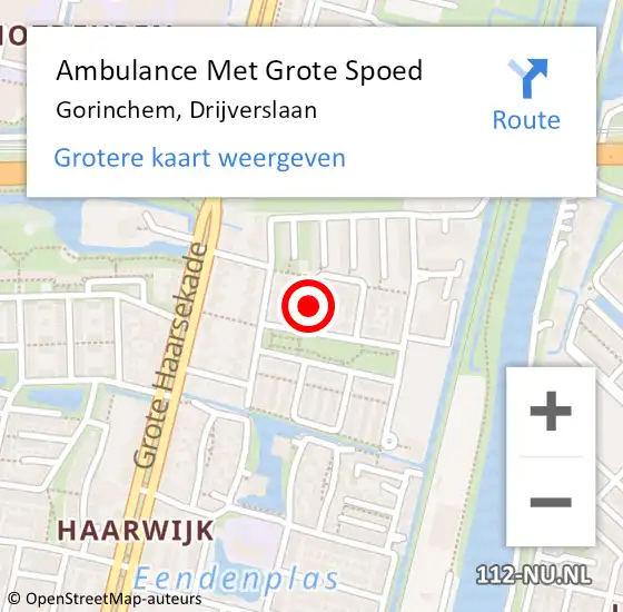 Locatie op kaart van de 112 melding: Ambulance Met Grote Spoed Naar Gorinchem, Drijverslaan op 11 oktober 2020 13:34