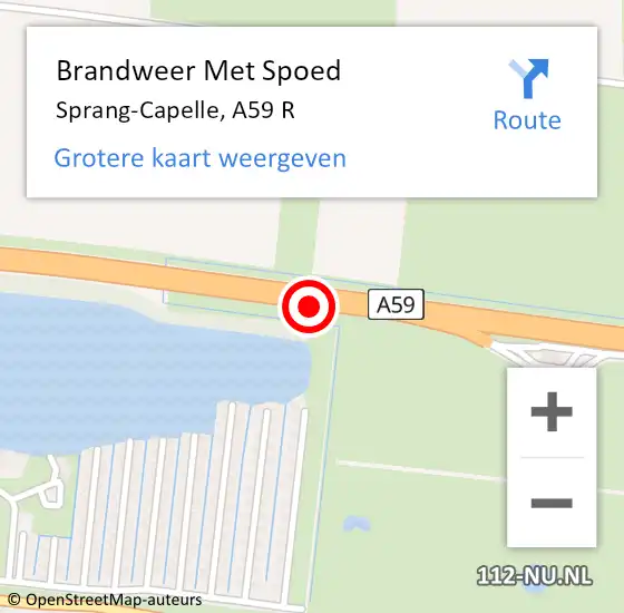 Locatie op kaart van de 112 melding: Brandweer Met Spoed Naar Sprang-Capelle, A59 R op 21 mei 2014 15:20
