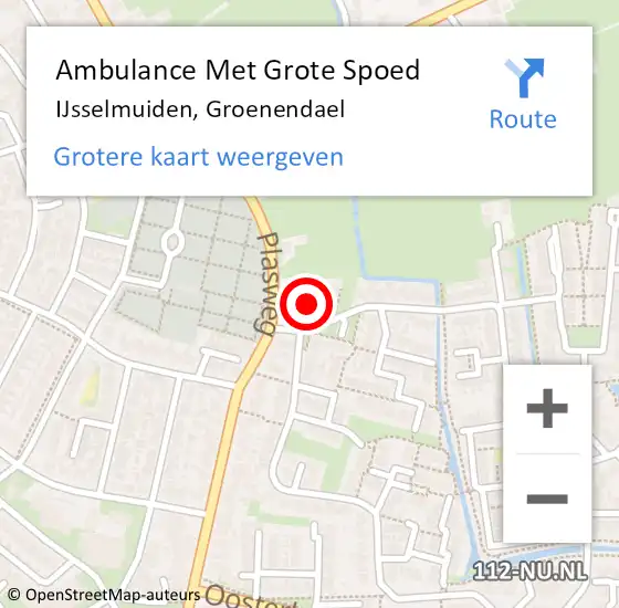 Locatie op kaart van de 112 melding: Ambulance Met Grote Spoed Naar IJsselmuiden, Groenendael op 12 oktober 2020 20:48