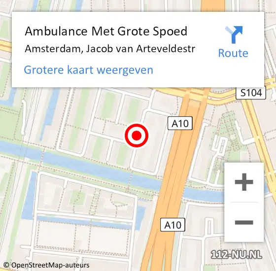 Locatie op kaart van de 112 melding: Ambulance Met Grote Spoed Naar Amsterdam, Jacob van Arteveldestr op 13 oktober 2020 00:07