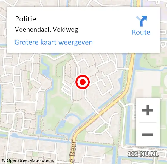 Locatie op kaart van de 112 melding: Politie Veenendaal, Veldweg op 13 oktober 2020 10:54