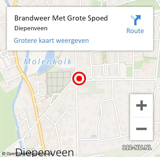 Locatie op kaart van de 112 melding: Brandweer Met Grote Spoed Naar Diepenveen op 13 oktober 2020 13:12