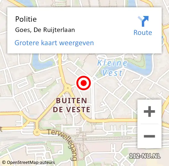 Locatie op kaart van de 112 melding: Politie Goes, De Ruijterlaan op 13 oktober 2020 20:17