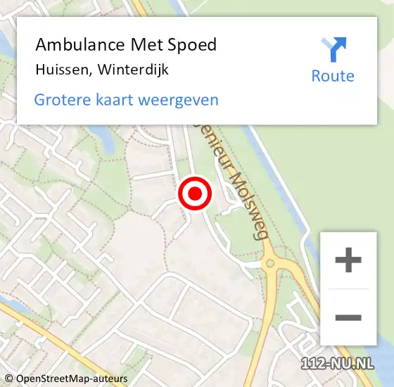 Locatie op kaart van de 112 melding: Ambulance Met Spoed Naar Huissen, Winterdijk op 14 oktober 2020 02:48