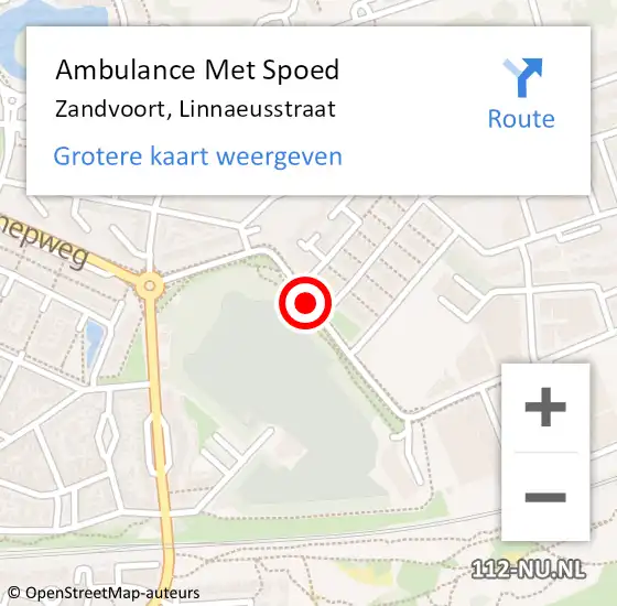 Locatie op kaart van de 112 melding: Ambulance Met Spoed Naar Zandvoort, Linnaeusstraat op 14 oktober 2020 08:12