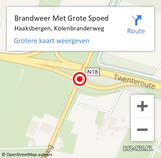 Locatie op kaart van de 112 melding: Brandweer Met Grote Spoed Naar Haaksbergen, Kolenbranderweg op 14 oktober 2020 09:05