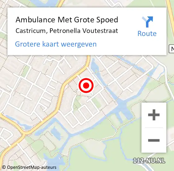 Locatie op kaart van de 112 melding: Ambulance Met Grote Spoed Naar Castricum, Petronella Voutestraat op 14 oktober 2020 14:01