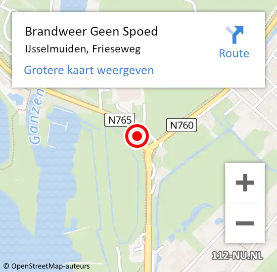 Locatie op kaart van de 112 melding: Brandweer Geen Spoed Naar IJsselmuiden, Frieseweg op 15 oktober 2020 01:48