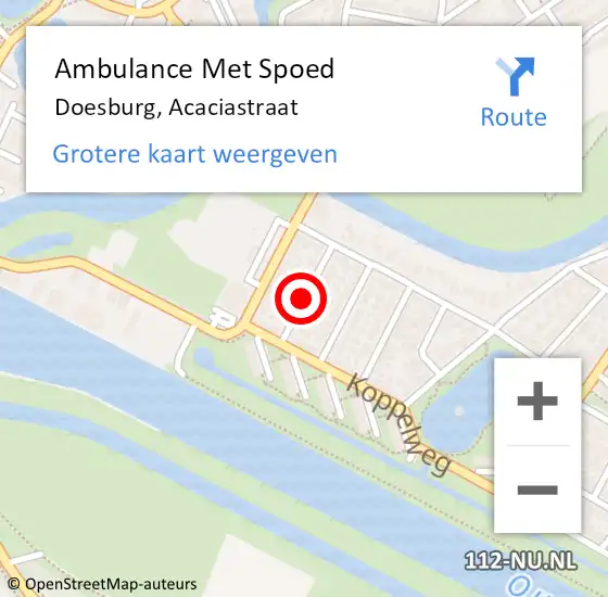 Locatie op kaart van de 112 melding: Ambulance Met Spoed Naar Doesburg, Acaciastraat op 15 oktober 2020 09:40