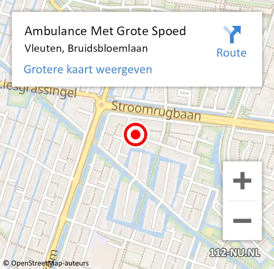 Locatie op kaart van de 112 melding: Ambulance Met Grote Spoed Naar Vleuten, Bruidsbloemlaan op 21 mei 2014 20:41