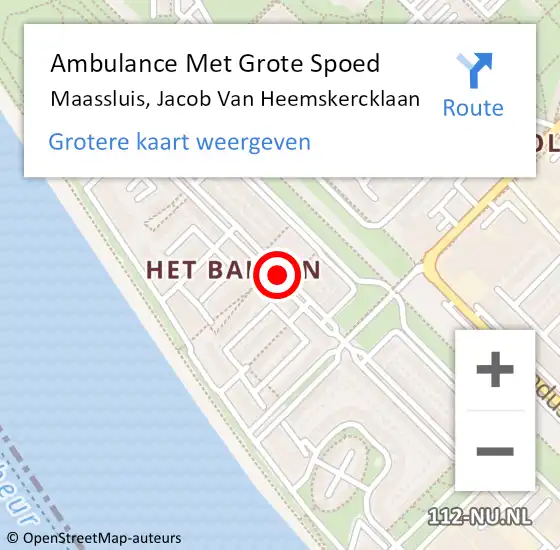 Locatie op kaart van de 112 melding: Ambulance Met Grote Spoed Naar Maassluis, Jacob Van Heemskercklaan op 15 oktober 2020 18:22