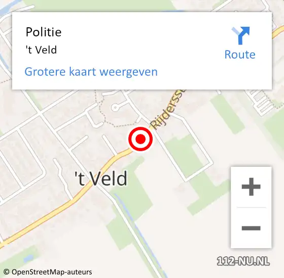 Locatie op kaart van de 112 melding: Politie 't Veld op 16 oktober 2020 07:35