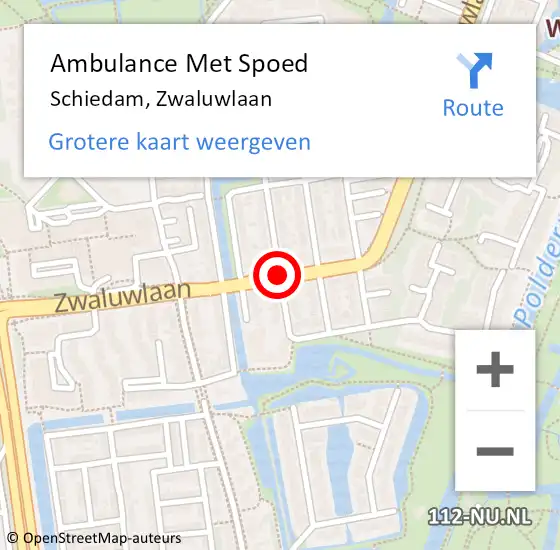 Locatie op kaart van de 112 melding: Ambulance Met Spoed Naar Schiedam, Zwaluwlaan op 16 oktober 2020 09:00
