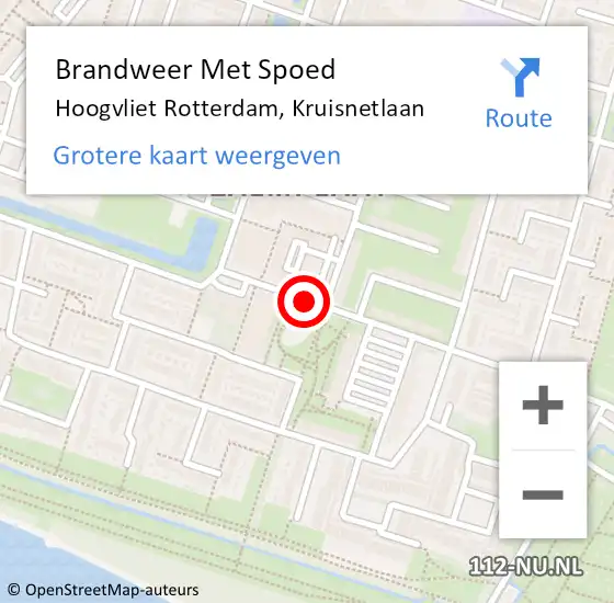 Locatie op kaart van de 112 melding: Brandweer Met Spoed Naar Hoogvliet Rotterdam, Kruisnetlaan op 16 oktober 2020 11:12