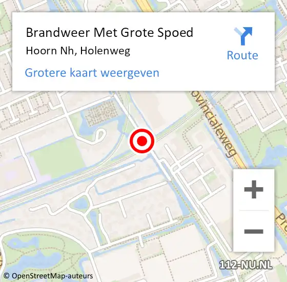 Locatie op kaart van de 112 melding: Brandweer Met Grote Spoed Naar Hoorn Nh, Holenweg op 16 oktober 2020 19:51