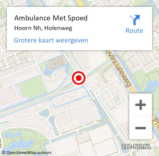 Locatie op kaart van de 112 melding: Ambulance Met Spoed Naar Hoorn Nh, Holenweg op 16 oktober 2020 19:52