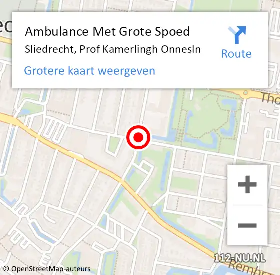 Locatie op kaart van de 112 melding: Ambulance Met Grote Spoed Naar Sliedrecht, Prof Kamerlingh Onnesln op 16 oktober 2020 20:29