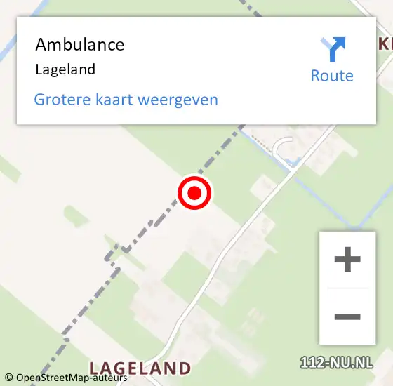 Locatie op kaart van de 112 melding: Ambulance Lageland op 17 oktober 2020 07:03