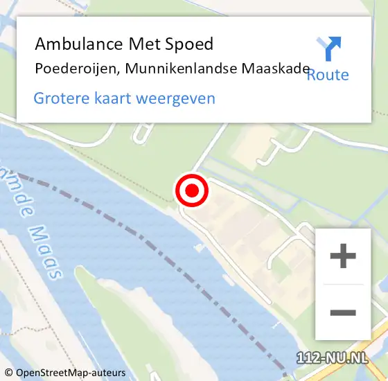 Locatie op kaart van de 112 melding: Ambulance Met Spoed Naar Poederoijen, Munnikenlandse Maaskade op 17 oktober 2020 11:09