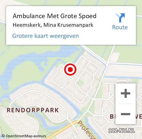Locatie op kaart van de 112 melding: Ambulance Met Grote Spoed Naar Heemskerk, Mina Krusemanpark op 17 oktober 2020 15:11