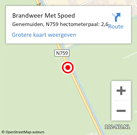 Locatie op kaart van de 112 melding: Brandweer Met Spoed Naar Genemuiden, N759 op 17 oktober 2020 16:16
