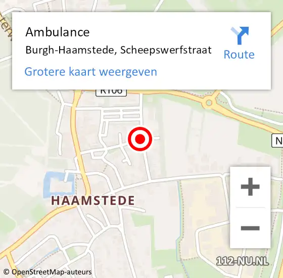 Locatie op kaart van de 112 melding: Ambulance Burgh-Haamstede, Scheepswerfstraat op 17 oktober 2020 21:51