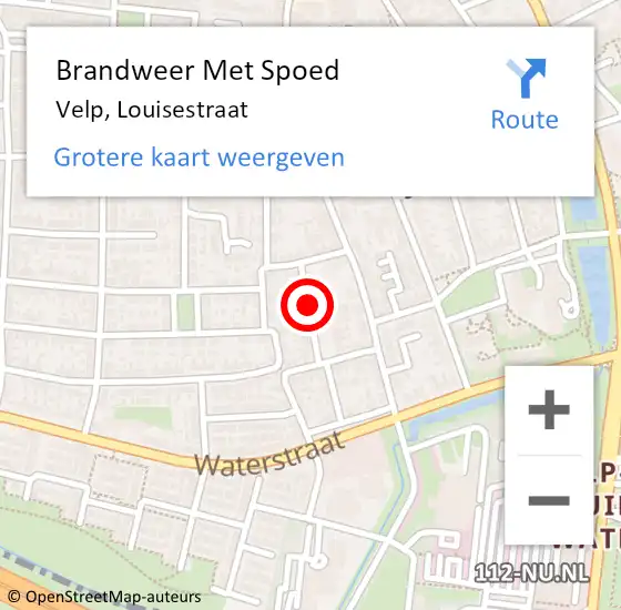 Locatie op kaart van de 112 melding: Brandweer Met Spoed Naar Velp, Louisestraat op 17 oktober 2020 23:56
